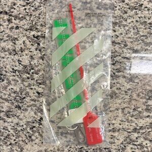 Off-White Green Strap with Red Zip Tie Keychain Accessory